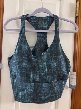 NWT Jockey Sports Bra Size 1X Blue Green Padded Wireless Racerback Pullover New